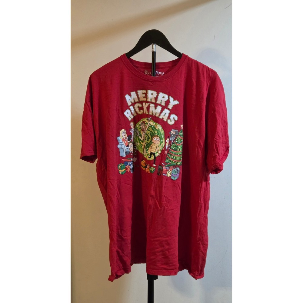Rick and Morty Merry Rickmas Short Sleeve T-Shirt Mens Size 2X Red Christmas
